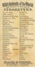 1888 Allen & Ginter Wild Animals of the World (N25) #NNO Buffalo Back