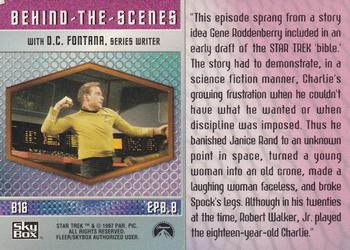 1997 SkyBox Star Trek Original Series 1 - Behind The Scenes #B16 Charlie X Back