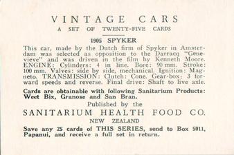 1963 Sanitarium New Zealand Vintage Cars #NNO 1922 Aston-Martin Back