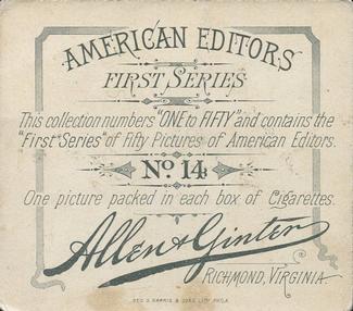 1887 Allen & Ginter American Editors (N35) #14 A.S. Colyar Back