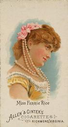 1888 Allen & Ginter World's Beauties (N26) #NNO Fannie Rice Front