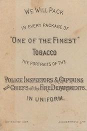 1888 D. Buchner & Co. Police Inspectors & Captains (N288) #NNO Josiah Westervelt Back
