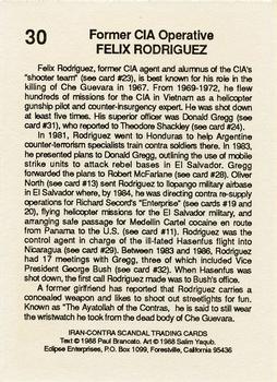 1988 Eclipse Iran-Contra Scandal #30 Felix Rodriguez Back