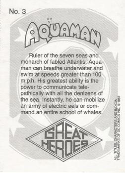 1987 DC Comics Backing Board Cards #3 Aquaman Back