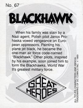 1989 DC Comics Backing Board Cards #67 Blackhawk Back