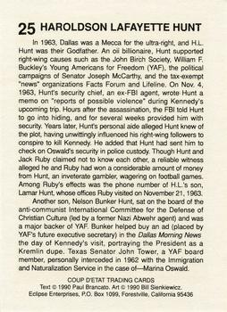1990 Eclipse Coup d'Etat #25 Haroldson Lafayette Hunt Back