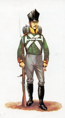 1979 Player's Doncella Napoleonic Uniforms #13 Rifle Volunteer, 1814: 3rd Silesian Infantry Regiment Front