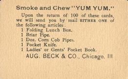 1888 Yum Yum Tobacco Presidents (N472) #NNO Andrew Johnson Back