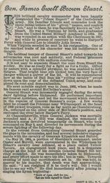 1888 W. Duke, Sons & Co. Histories of Generals (N114) #NNO J.E.B. Stuart Back