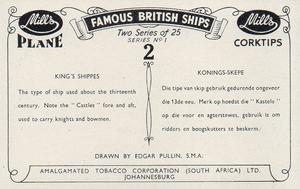 1952 Mills Famous British Ships Series 1 #2 King's Shippes Back