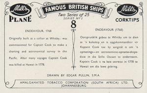 1952 Mills Famous British Ships Series 1 #8 Endeavour, 1768 Back