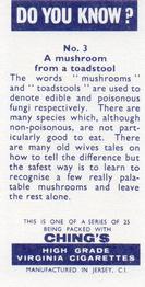 1962 Ching Do You Know? #3 A mushroom from a toadstool Back