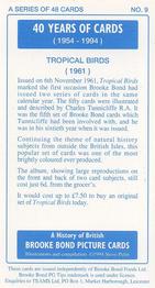 1994 Brooke Bond 40 Years of Cards (Black Back) - Dark Blue Back #9 Tropical Birds Back