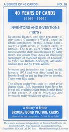 1994 Brooke Bond 40 Years of Cards (Black Back) - Dark Blue Back #28 Inventors and Inventions Back