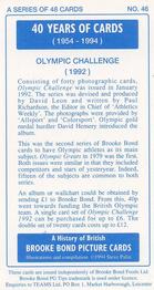 1994 Brooke Bond 40 Years of Cards (Black Back) - Dark Blue Back #46 Olympic Challenge Back