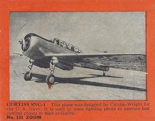 1940-41 Gum Products Zoom Airplane Pictures Series 3 (R177-3) #101 Curtiss SNC-1 Front