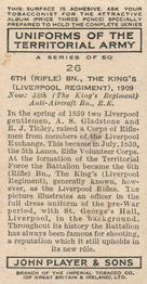 1939 Player's Uniforms of the Territorial Army #26 6th (Rifle) Bn. The Kings (Liverpool Regiment) 1909 Back