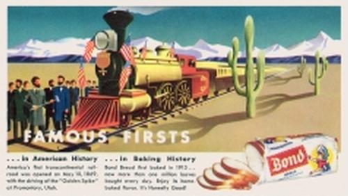1950 Bond Bread Famous Firsts (D280-3) #NNO America's First Transcontinental Railroad Front