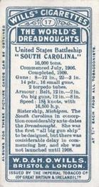 1910 Wills's The World's Dreadnoughts #17 South Carolina Back