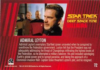 2018 Rittenhouse Star Trek Deep Space Nine Heroes & Villains #72 Admiral Leyton Back