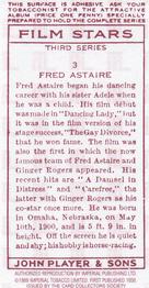 1989 Card Collectors Society 1938 Film Stars Third Series (reprint) #3 Fred Astaire Back