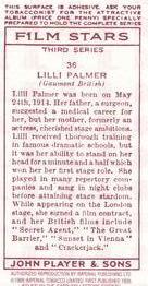 1989 Card Collectors Society 1938 Film Stars Third Series (reprint) #36 Lilli Palmer Back