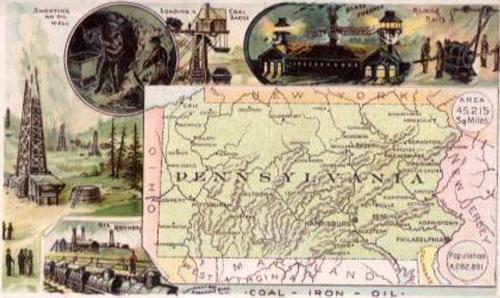 1889 Arbuckle's Coffee Illustrated Atlas of U.S. (K6) #54 Pennsylvania Front