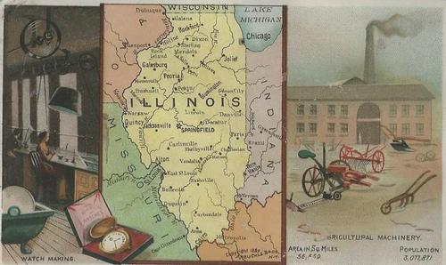 1889 Arbuckle's Coffee Illustrated Atlas of U.S. (K6) #77 Illinois Front
