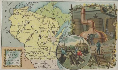 1889 Arbuckle's Coffee Illustrated Atlas of U.S. (K6) #85 Wisconsin Front