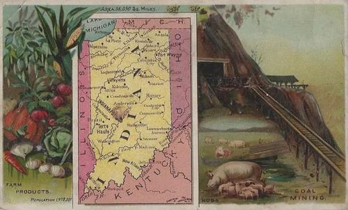1889 Arbuckle's Coffee Illustrated Atlas of U.S. (K6) #90 Indiana Front