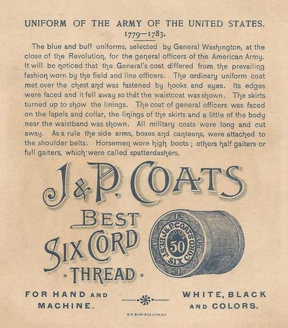 1895 J&P Coats Uniforms of the US Army (H606) #NNO 1779-1783 Back