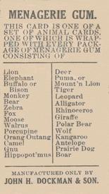 1910 Dockman & Son Menagerie Gum (E26) #NNO Buffalo Or Bison Back