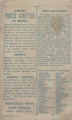 1890 Arbuckle's Coffee Animals (Zoological) (K1) #2 Zebu Back
