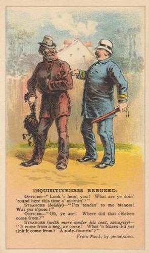 1888-89 Arbuckle's Coffee Illustrated Jokes (Satire) (K7) #3 Inquistiveness Rebuked Front