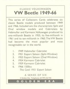 1999 Classic Volkswagen Beetle 1949-1966 #NNO Classic Volkswagen Beetle 1949-1966 Back