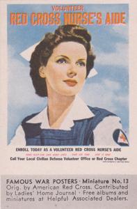 1943 Associated Oil Famous War Posters #13 Volunteer Red Cross Nurse's Aide Front