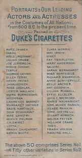 1889 Duke's Actors and Actresses (N70) #NNO Clara Morris Back
