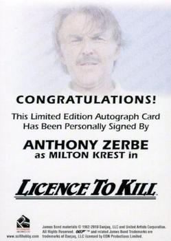 2011 Rittenhouse James Bond Mission Logs - Full Bleed Autographs #NNO Anthony Zerbe Back