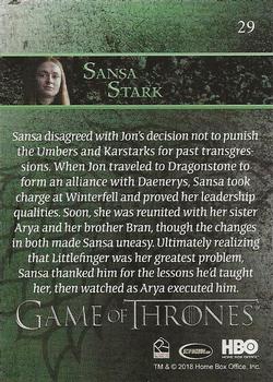 2018 Rittenhouse Game of Thrones Season 7 #29 Sansa Stark Back