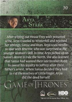 2018 Rittenhouse Game of Thrones Season 7 #30 Arya Stark Back