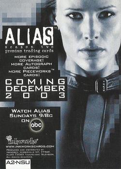 2003 Inkworks Alias Season 2 - Promos #A2-NSU Coming December 2003 Back