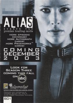 2003 Inkworks Alias Season 2 - Promos #SD-1 Sometimes the Truth Hurts Back
