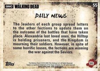 2018 Topps The Walking Dead Season 8 #55 Daily News Back