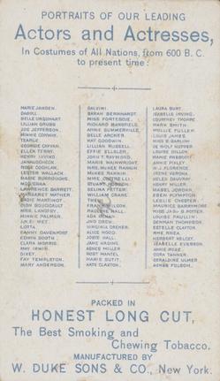 1889 Duke's Actors and Actresses (N94) #NNO Leslie Chester / Isabella Everson / Josie Hall Back