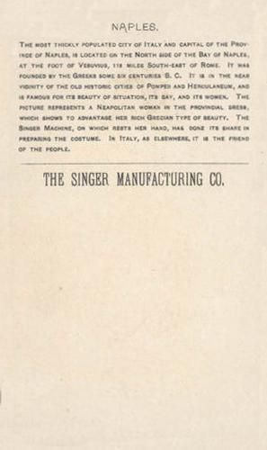 1892 Singer Sewing Costumes of All Nations (H639) #NNO Italy Back