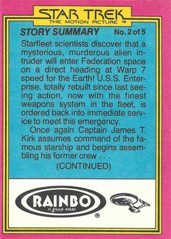 1979 Topps Rainbo Star Trek: The Motion Picture #18 The Senior Officers Back