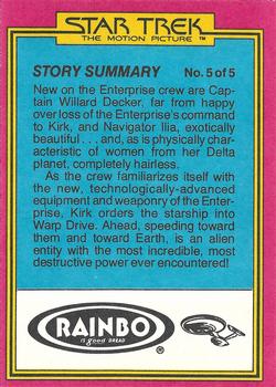 1979 Topps Rainbo Star Trek: The Motion Picture #20 Investigating a Malfunction Back
