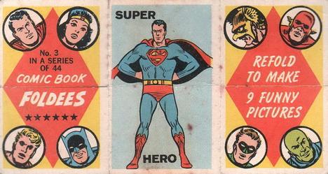 1966 Topps Comic Book Foldees #3 Super Hero / Fat Lady / Pistol-Packin' Marshall Front