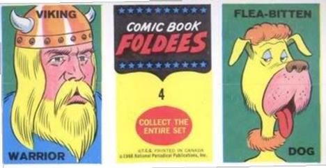 1966 Topps Comic Book Foldees #4 Youthful Kid Flash / Viking Warrior / Flea-Bitten Dog Back