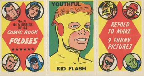 1966 Topps Comic Book Foldees #4 Youthful Kid Flash / Viking Warrior / Flea-Bitten Dog Front